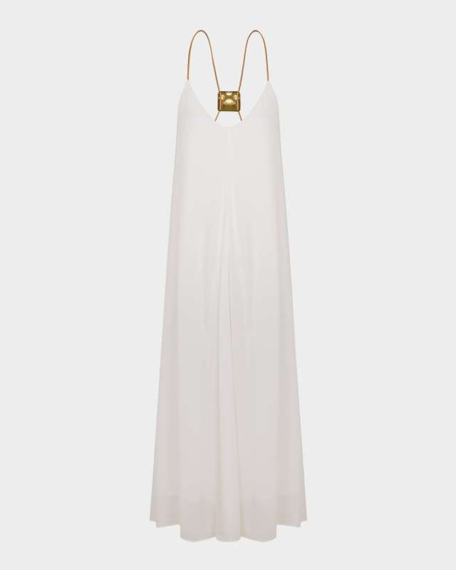 Solid Rebeca V-Neck Maxi Dress